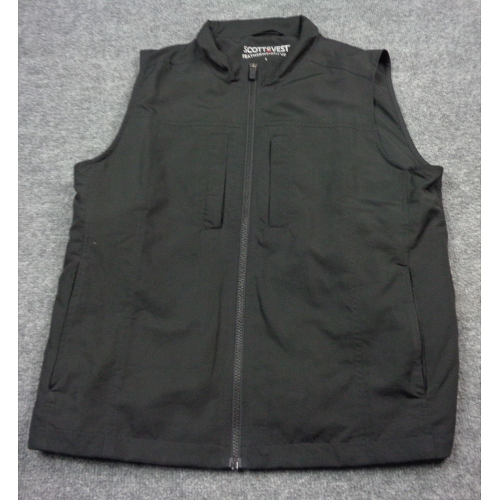 Scottevest Featherweight Vest Women L Full Zip Black Mock Neck Utility